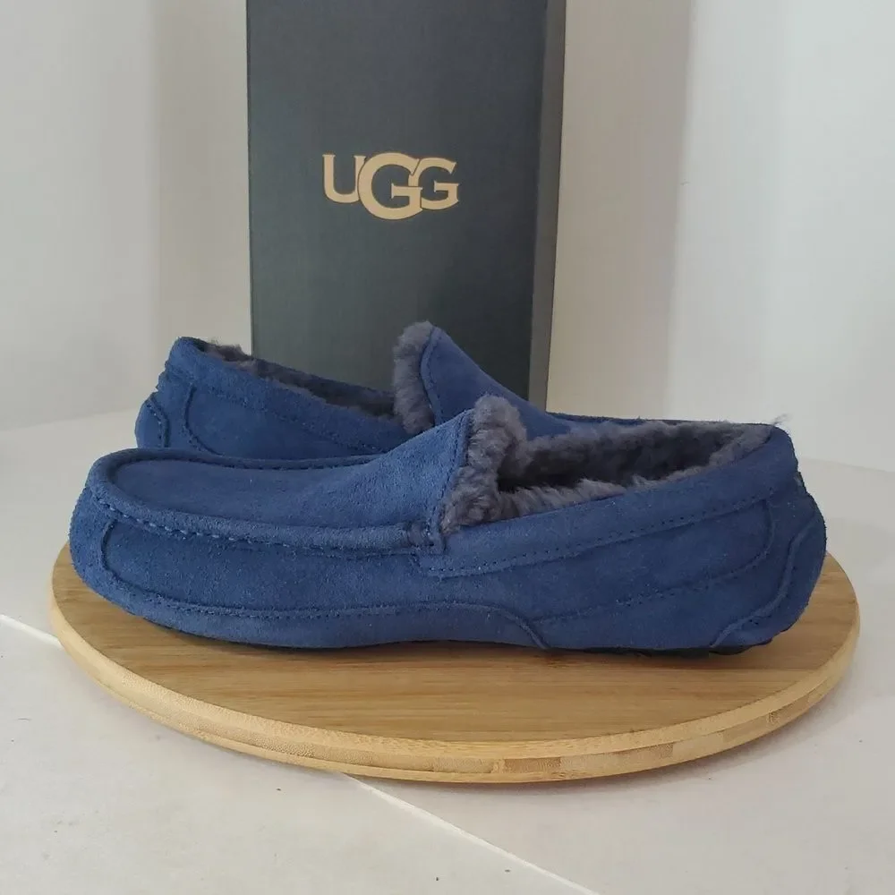 UGG Ascot Slipper Deep Ocean Suede Wool Comfort Loafer Men's US 8/ EU 41 NIB